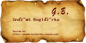 Gnámt Boglárka névjegykártya